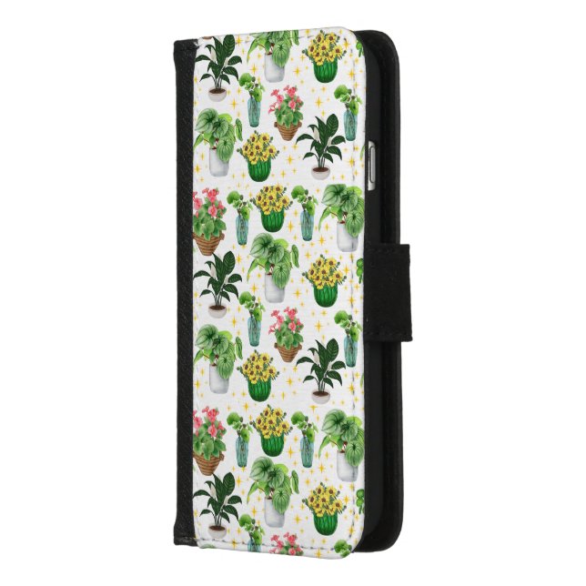 Whimsical Potted Plants Blanket iPhone Wallet Case (Left)
