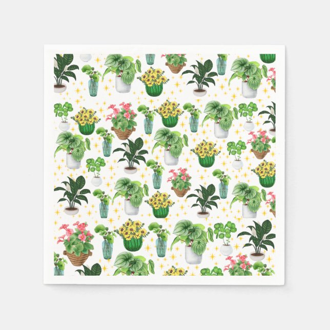 Whimsical Potted Plants Blanket Napkins (Front)