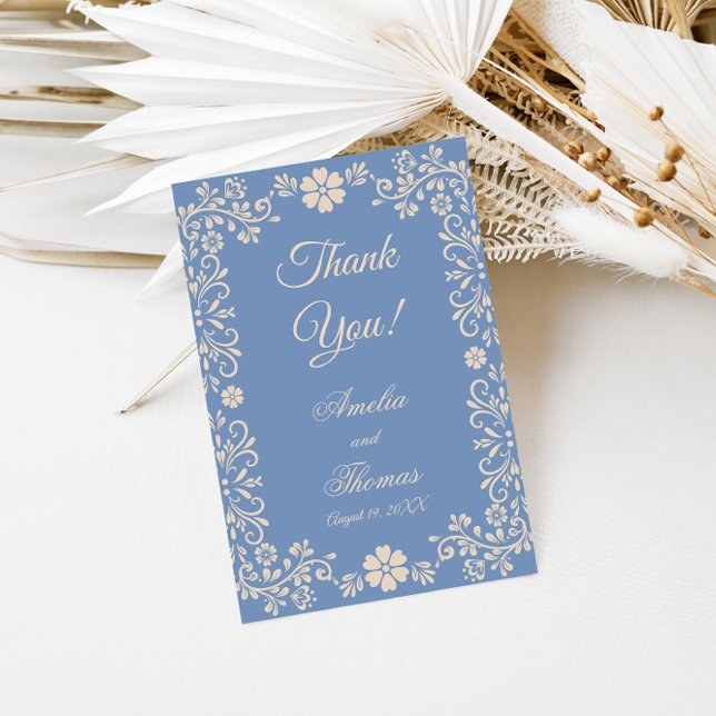 Whimsical Powder Blue Wedding Thank You Card (Creator Uploaded)