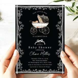 Whimsical Pram Baby Shower Invitation