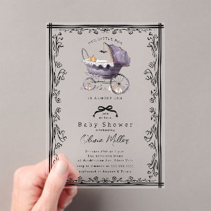 Whimsical Pram Baby Shower Invitation