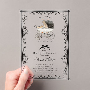 Whimsical Pram Baby Shower Invitation