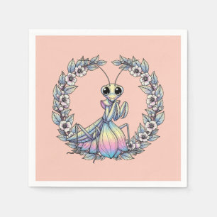 Whimsical Praying Mantis And Mountain Laurel Bloss Napkins