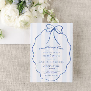 Whimsical Preppy Something Blue Bridal Shower Invitation
