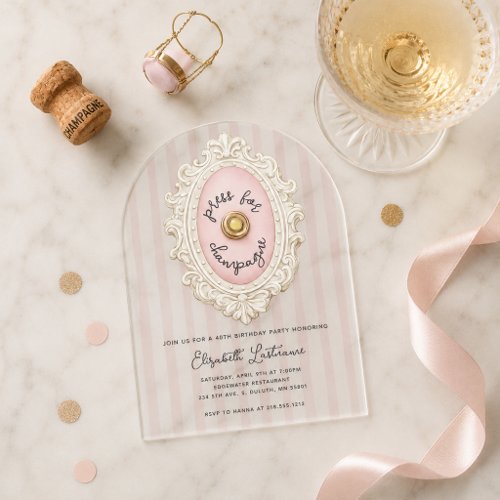 Whimsical Press for Champagne Birthday  Acrylic Invitations