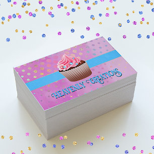 Whimsical Pretty Cupcake Bakery Business Card