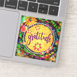 Whimsical Pretty Floral Grateful Inspirivity Sticker