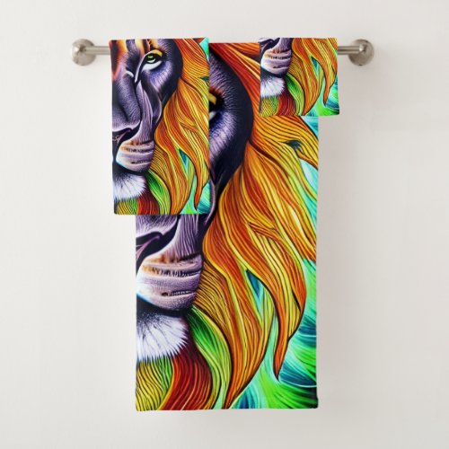 Whimsical Primal Predator King Lion Bath Towel Set