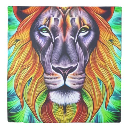 Whimsical Primal Predator King Lion Duvet Cover