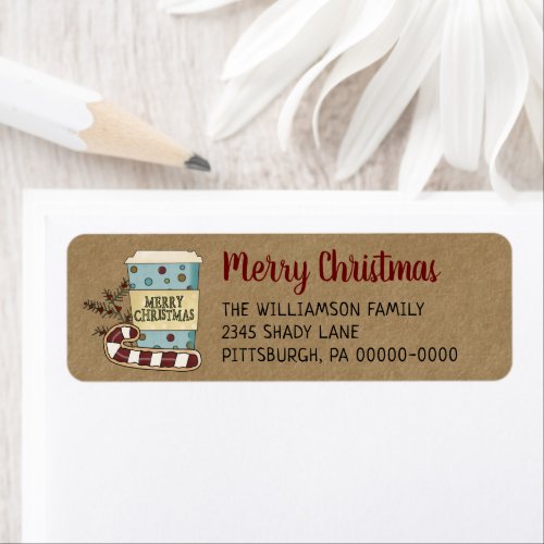 Whimsical Primitive Merry Christmas Rustic Label
