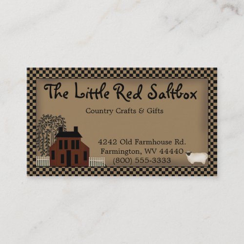Whimsical Primitive Red Saltbox Business Card