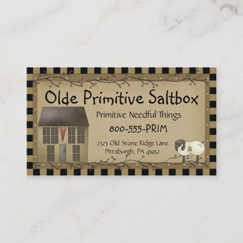 Whimsical Primitive Saltbox House Business Card
