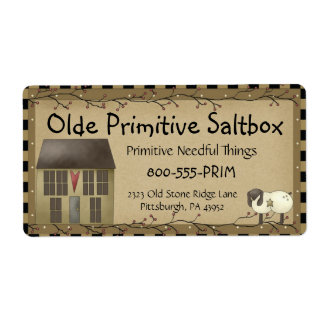 Whimsical Primitive Saltbox House Shipping Label