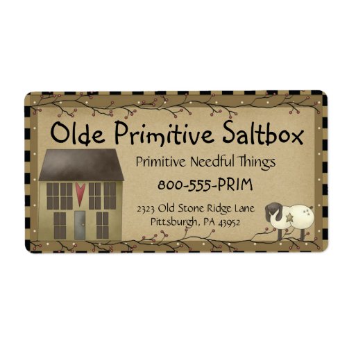 Whimsical Primitive Saltbox House Shipping Label 