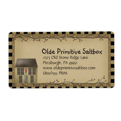 Whimsical Primitive Saltbox House Shipping Label