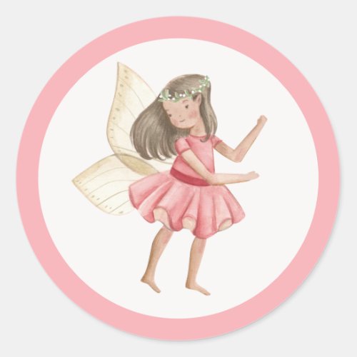 Whimsical Princess Fairy Birthday Party Favor Classic Round Sticker