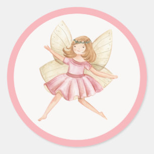 Whimsical Princess Fairy Birthday Party Favor Classic Round Sticker