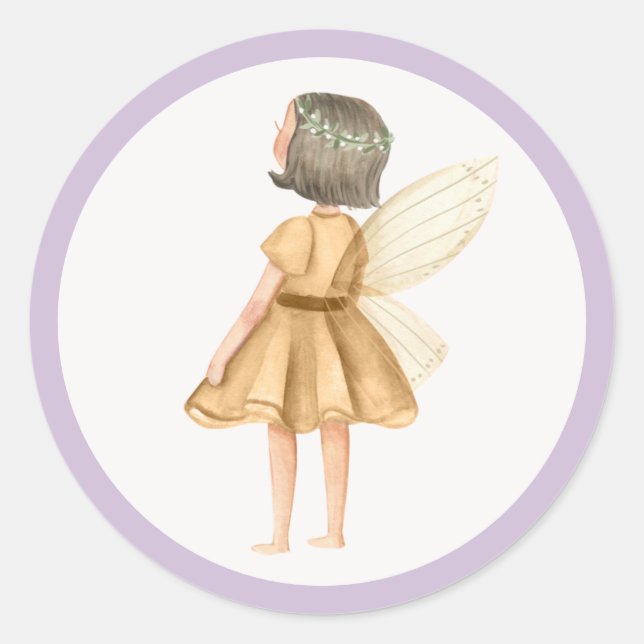 Whimsical Princess Fairy Birthday Party Favor Classic Round Sticker (Front)