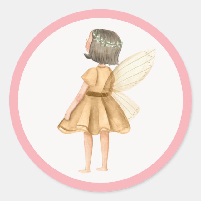Whimsical Princess Fairy Birthday Party Favor Classic Round Sticker (Front)