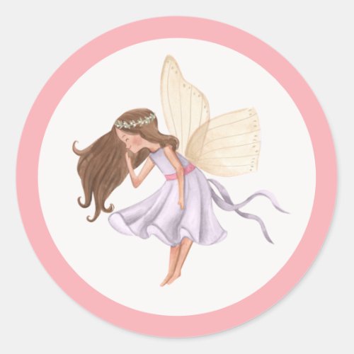 Whimsical Princess Fairy Birthday Party Favor Classic Round Sticker
