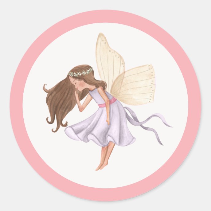 Whimsical Princess Fairy Birthday Party Favor                    Classic Round Sticker