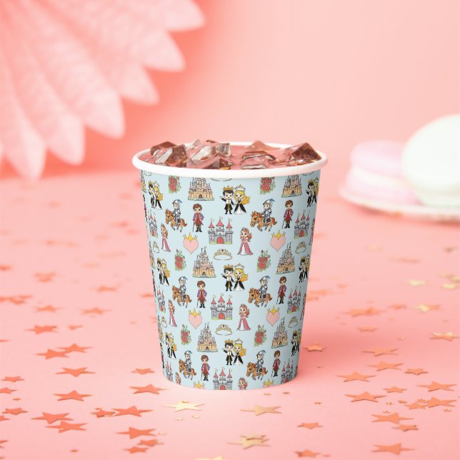 Whimsical Princess & Prince Fairytale Cute Pattern Paper Cups (Insitu)
