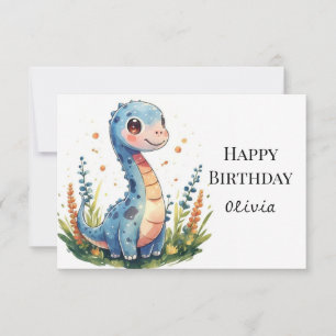 Whimsical Printable Dinosaur Birthday Card
