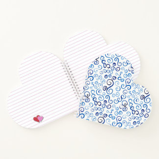 Whimsical Prussian Blue Watercolor Curves Notebook