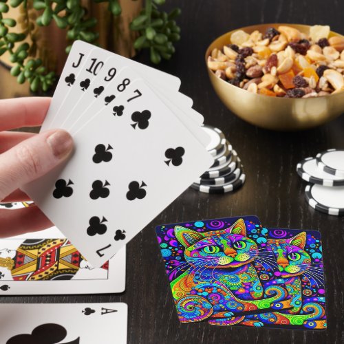 Whimsical Psychedelic Cat Classic Playing Cards