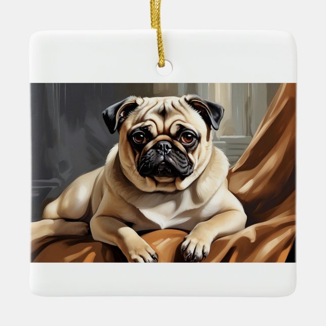 Whimsical Pug Ornament (Front)