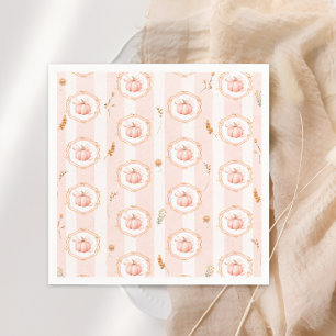 Whimsical Pumpkin Fall Floral Baby Shower Napkins