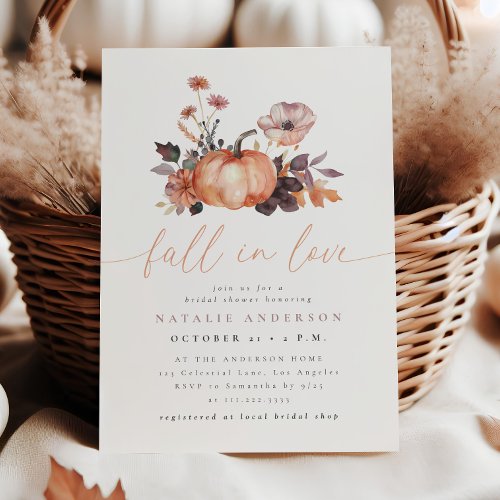Whimsical Pumpkin Fall in Love Bridal Shower Invitation
