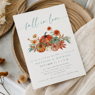 Whimsical Pumpkin Fall in Love Wedding Anniversary Invitation