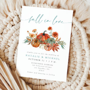 Whimsical Pumpkin Fall in Love Wedding Invitation