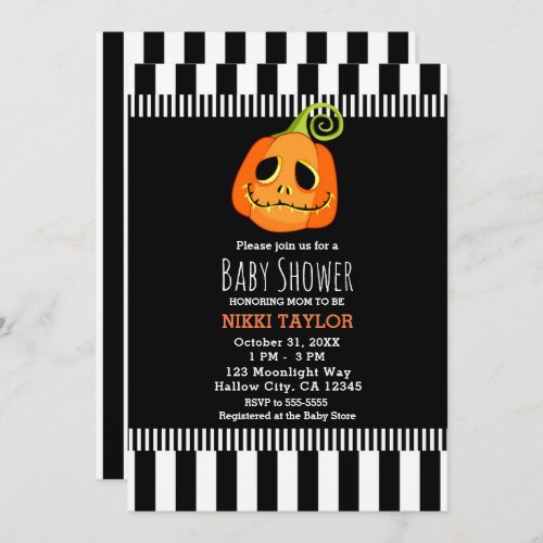 Whimsical Pumpkin Halloween Baby Shower Invitation