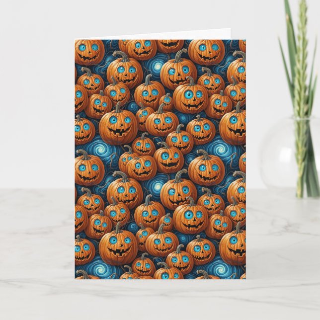 Whimsical Pumpkin Halloween Greeting Card (Front)