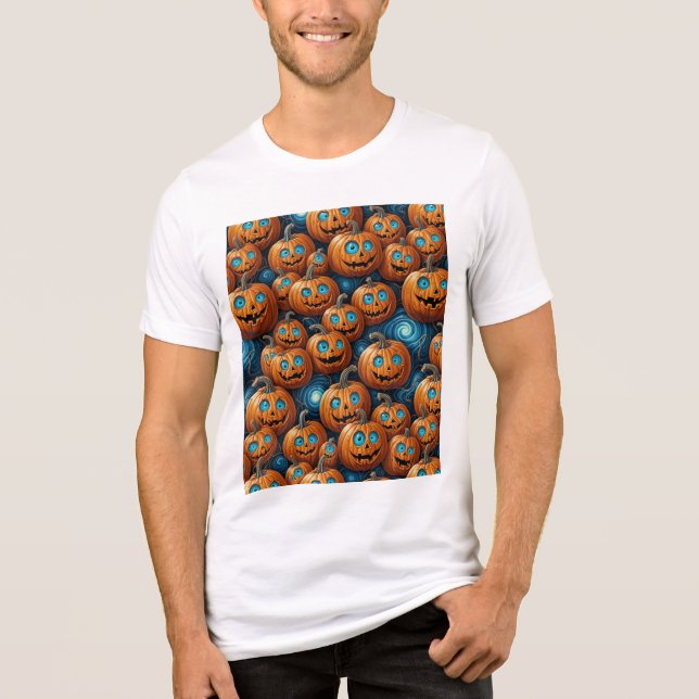 Whimsical Pumpkin Halloween T-Shirt Tri-Blend Shirt (Front)