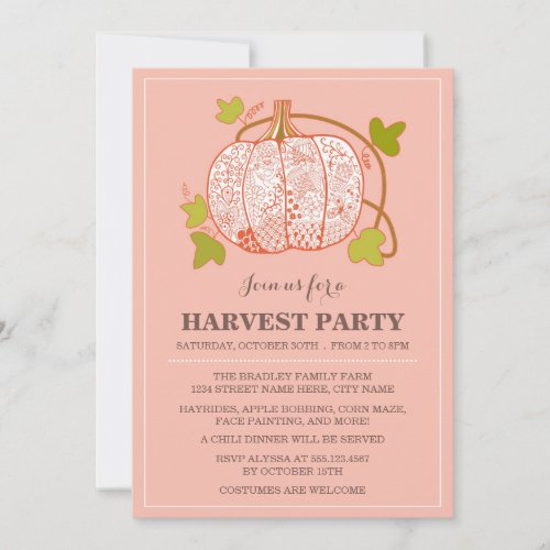 Whimsical Pumpkin Harvest Party Invitation