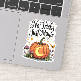 Whimsical Pumpkin Moon No Tricks Just Magic Sticker