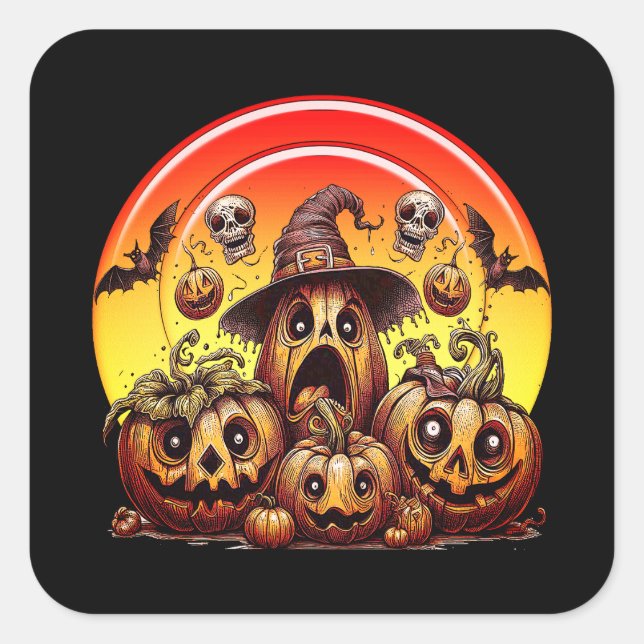 Whimsical Pumpkin Patch - Halloween Sticker No. 1  (Front)