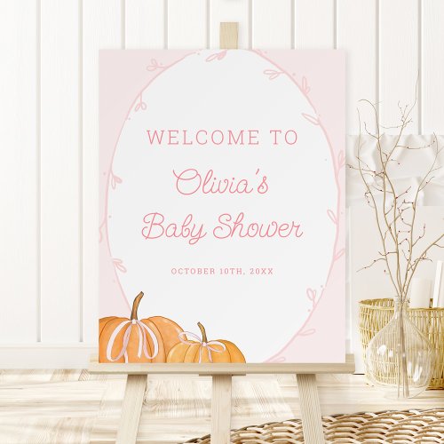 Whimsical Pumpkin Pink Girl Baby Shower Welcome Foam Board