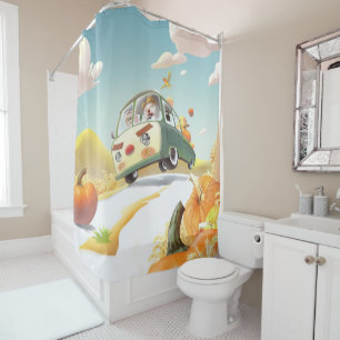 Whimsical Pumpkin Ride Shower Curtain