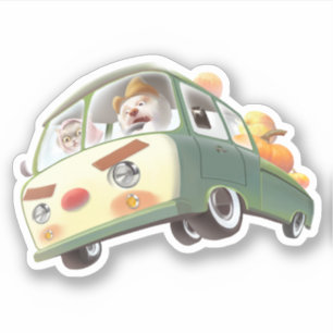 Whimsical Pumpkin Ride Sticker