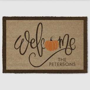 Whimsical Pumpkin Welcome Coir Mat