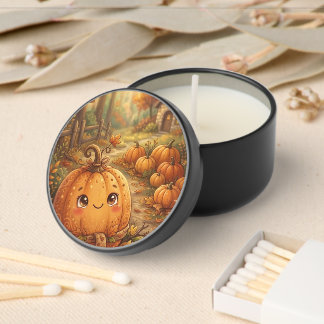 Whimsical Pumpkins Autumn Tin Mini Candle Favors