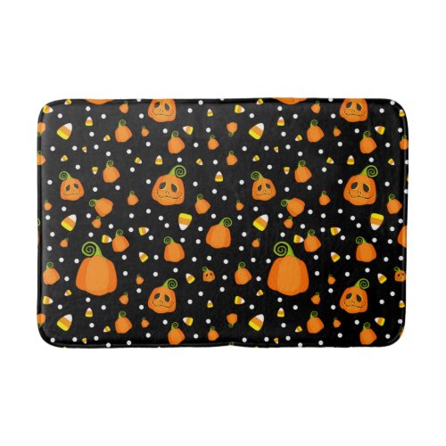 Whimsical Pumpkins  Candy Corn Fun Halloween Bath Mat