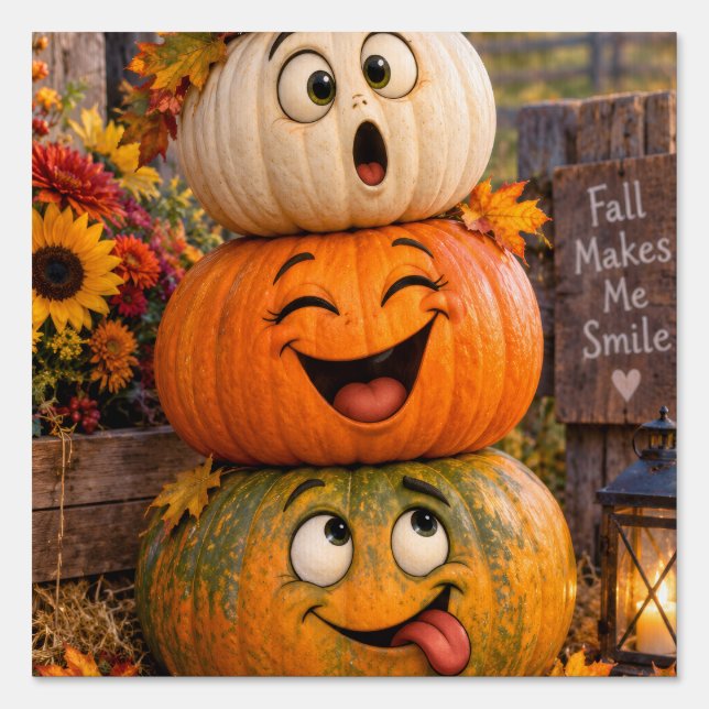 Whimsical pumpkins Fall Yard Sign (Front)