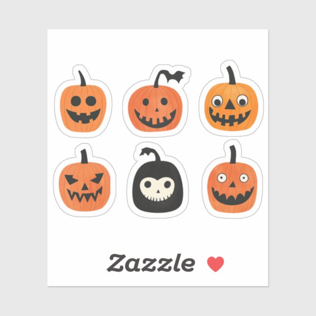 Whimsical Pumpkins Halloween Jack-o-Lanterns Sticker (Sheet)
