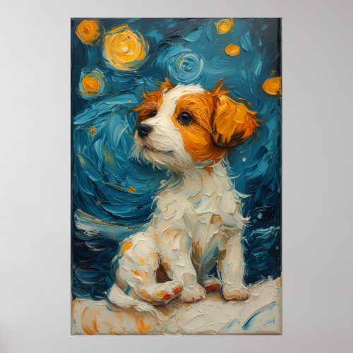 Whimsical Pup Starry Dreams Poster