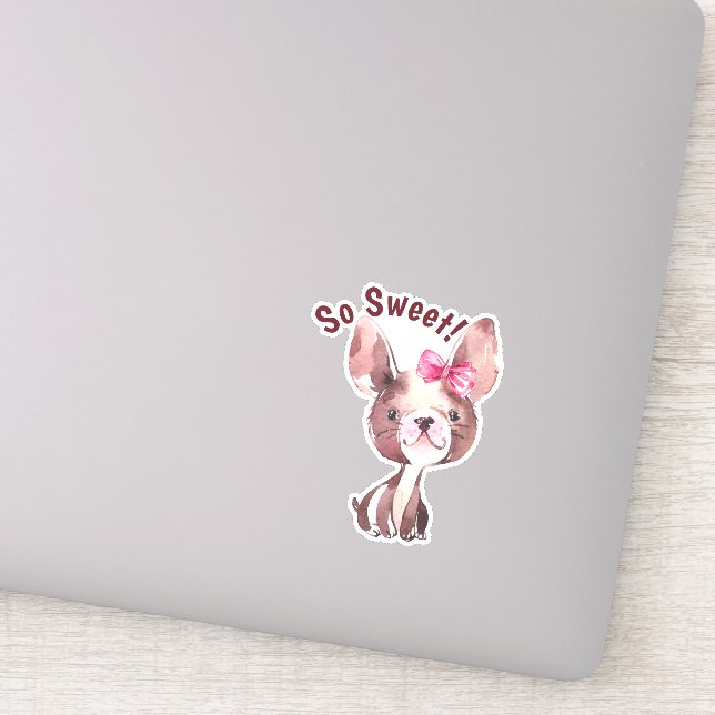 Whimsical Puppy Dog "So Sweet" Sticker (Detail)